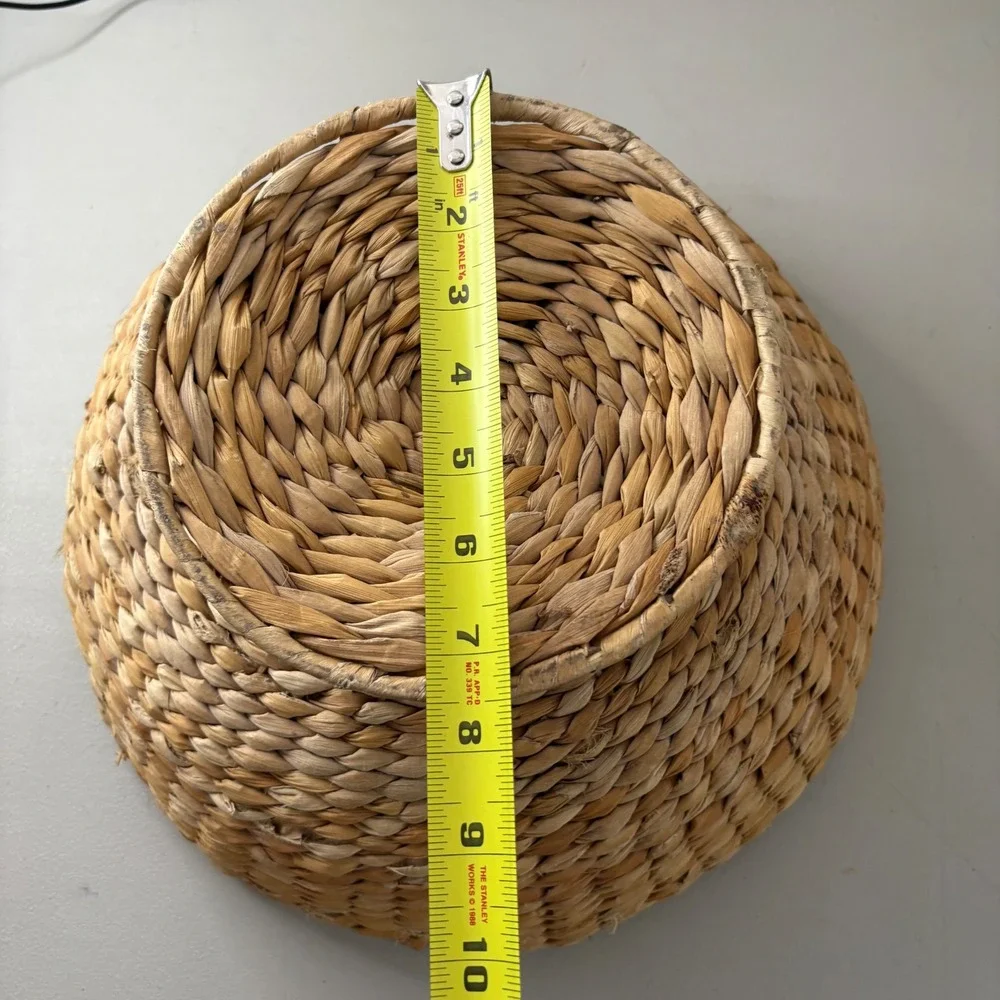 VTG Handwoven Woven Seagrass Pedestal Bowl Footed Fruit Basket Centerpiece Boho